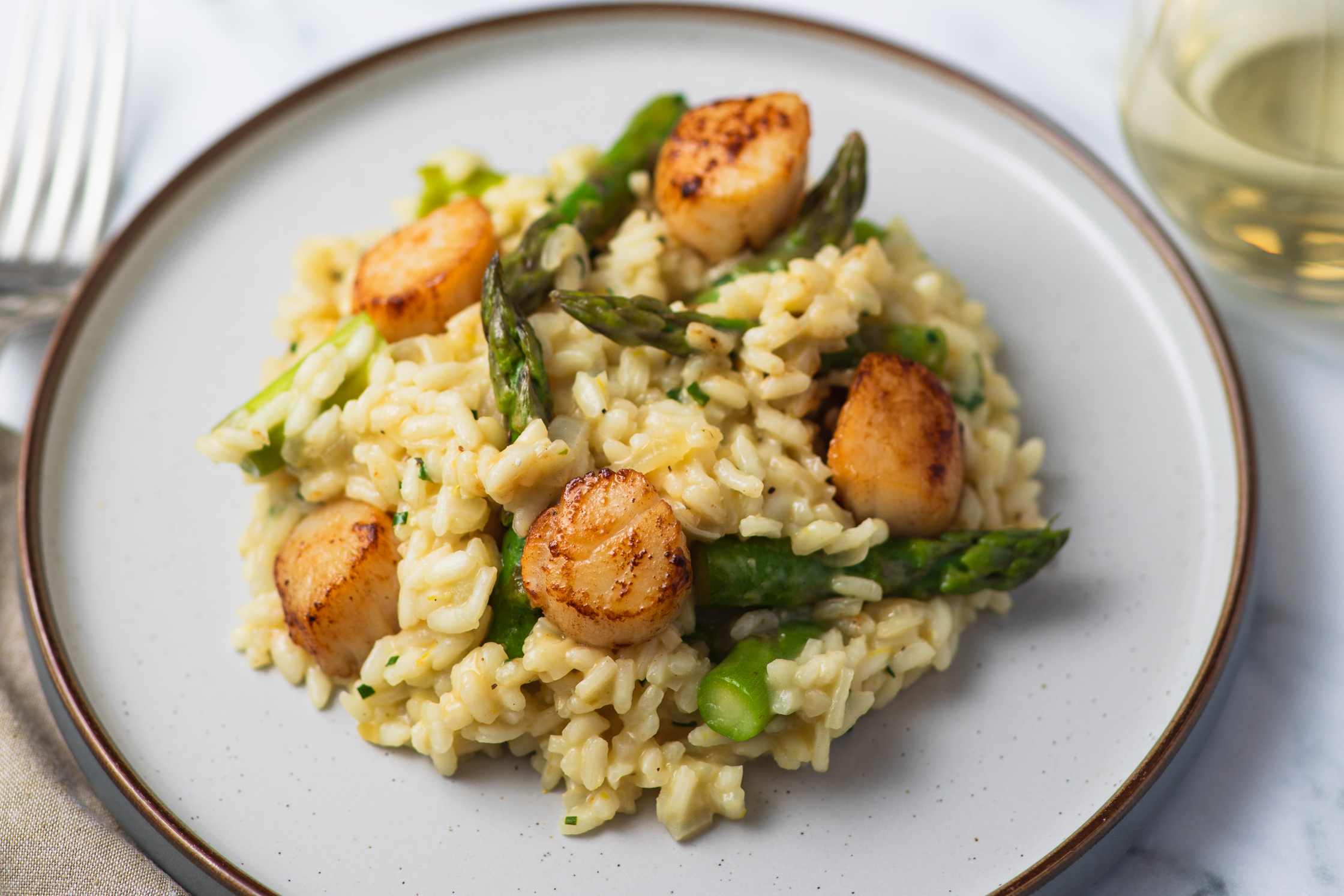 Asparagus Risotto with Scallops Recipe | Lower Ladysden Farm