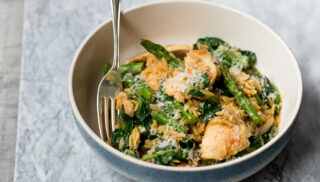British Asparagus Chicken and Spinach Orzo