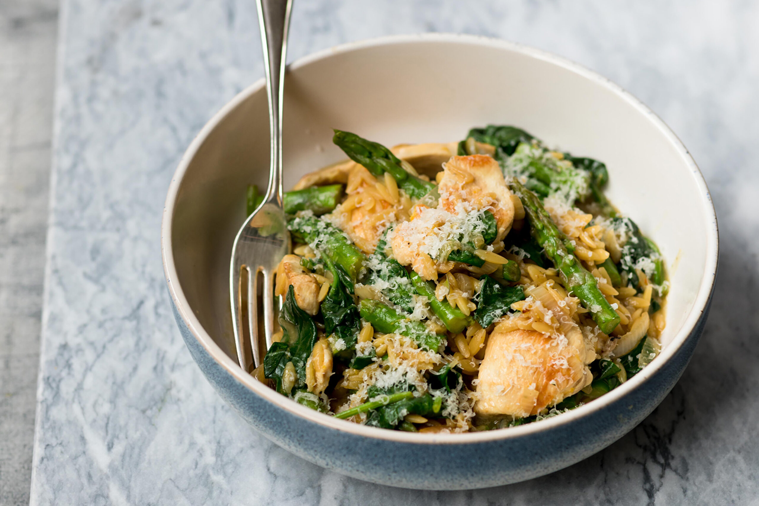 Asparagus Chicken and Spinach Orzo Recipe | Lower Ladysden Farm